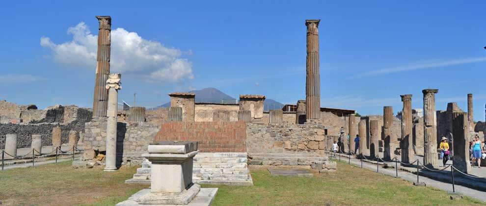 The Volcano Vesuvius behind the ruins